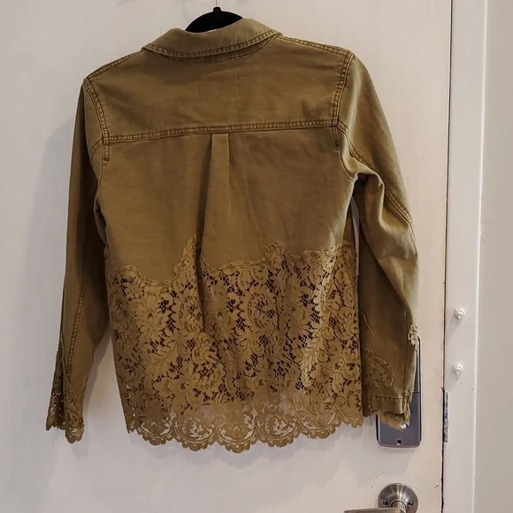 Anthropologie Olive Green Utility Jacket with Lace XS P - Picture 5 of 5